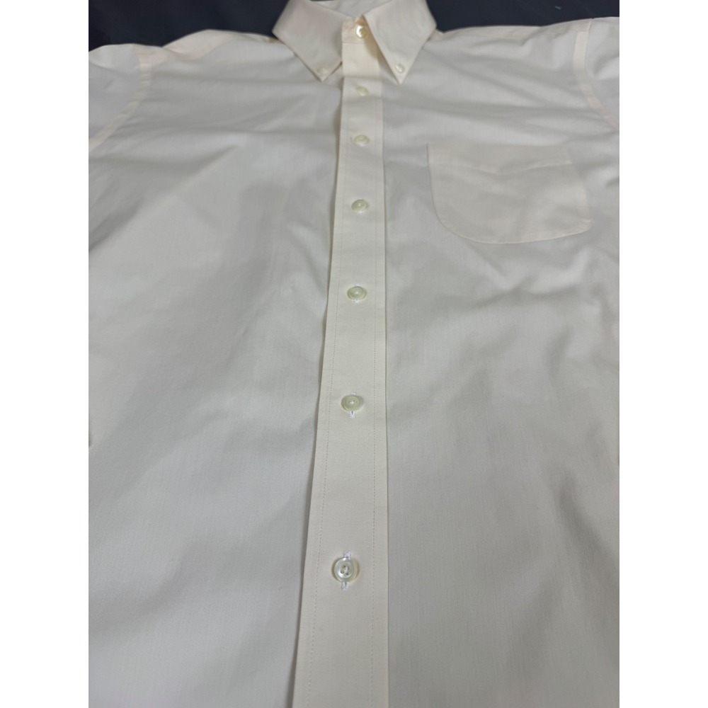 Brooks Brothers 346 Mens 16.5 34/35 Non-Iron Cotton Dress Shirt Cream Yellow - Picture 10 of 13